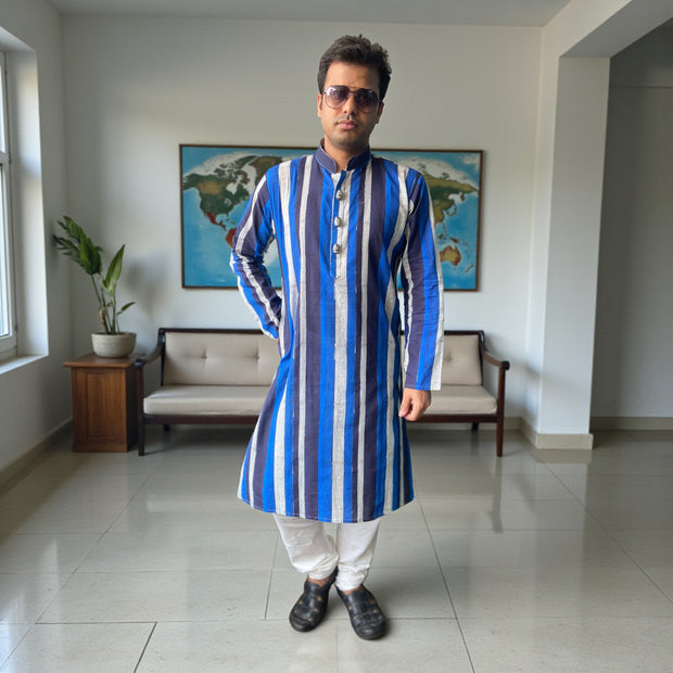Neelrekha Handblock Cotton Kurta
