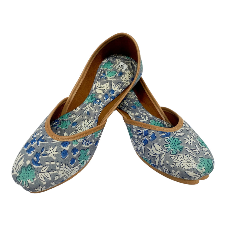 Grey Floral Handblock Jutti