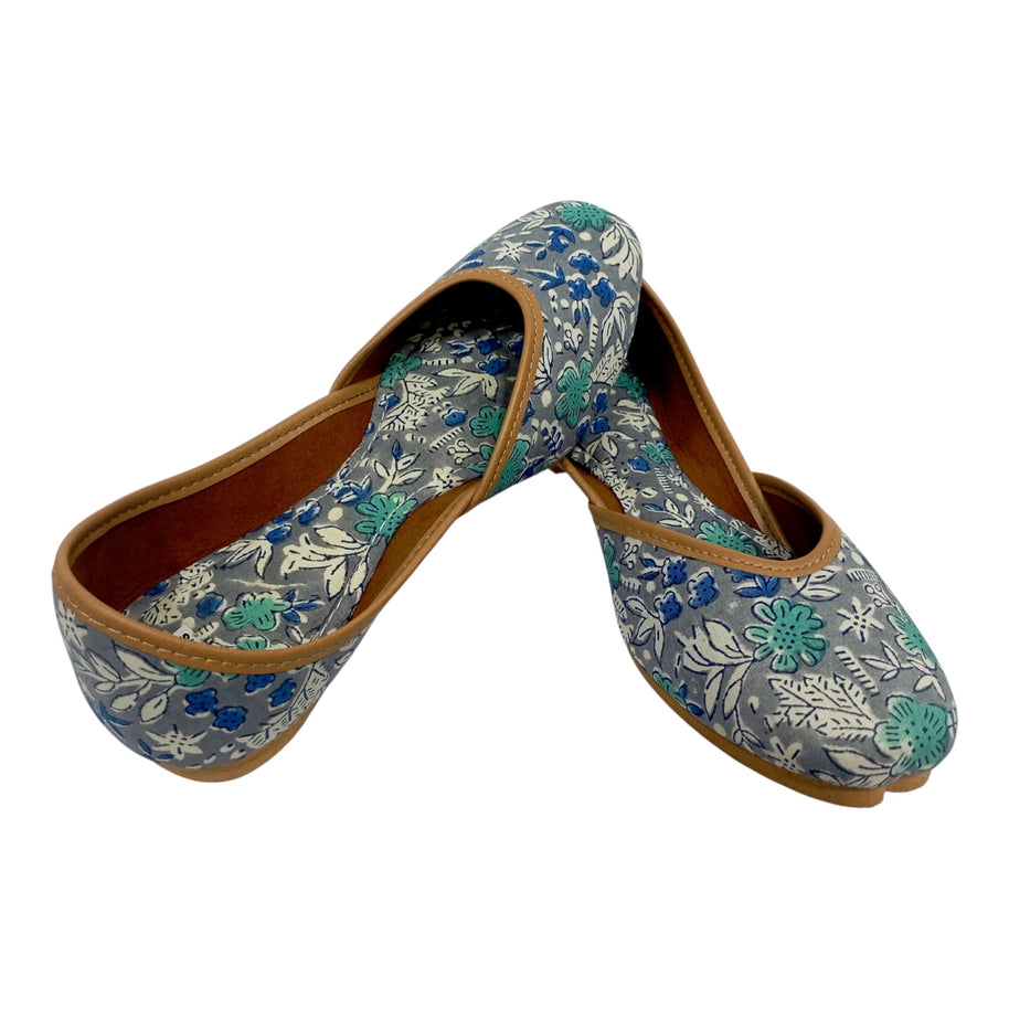 Grey Floral Handblock Jutti