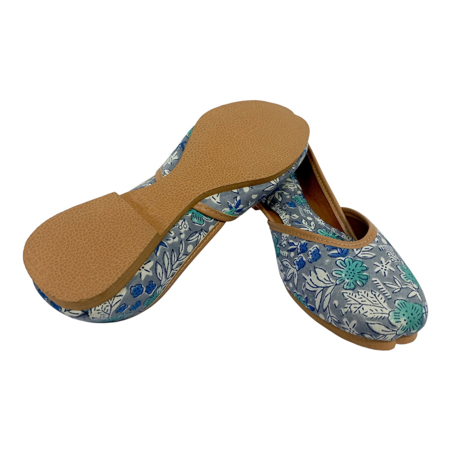 Grey Floral Handblock Jutti