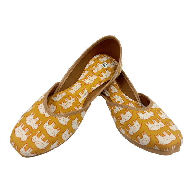 Mustard Animal Handblock Jutti