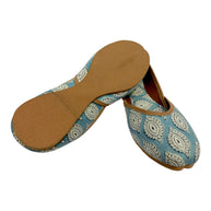 Sky Blue White Floral Handblock Jutti