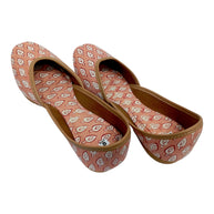 Peach White Leaf Handblock Jutti