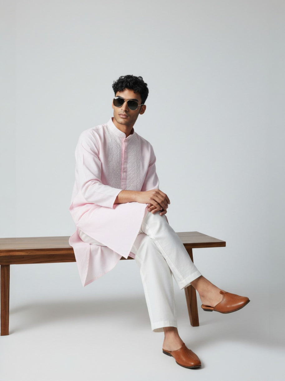 Light Pink Chikankari Cotton Kurta