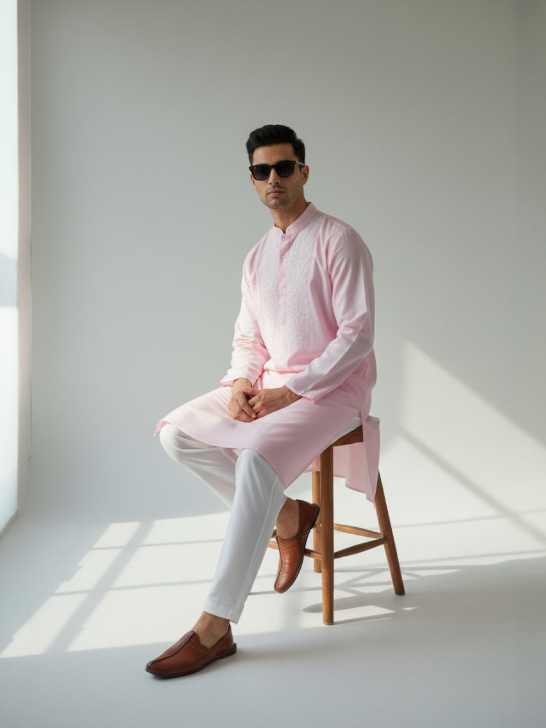 Light Pink Chikankari Cotton Kurta