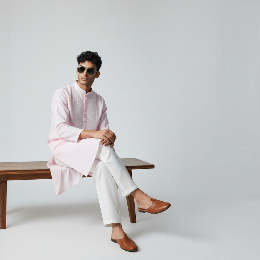 Light Pink Chikankari Cotton Kurta