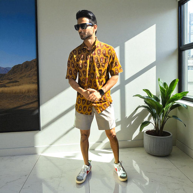 Artsy Hand Block Print Mens Shirt