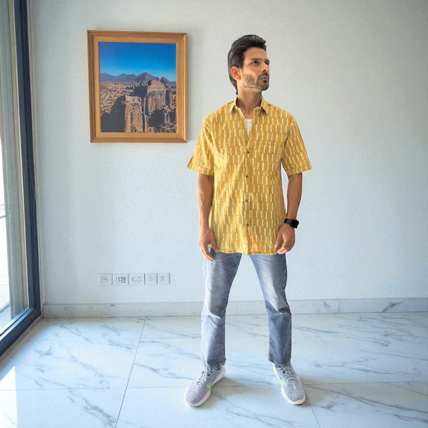 Artsy Hand Block Print Mens Shirt