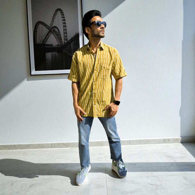 Artsy Hand Block Print Mens Shirt