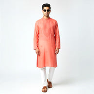 Light Red Chikankari Cotton Kurta