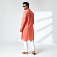 Light Red Chikankari Cotton Kurta