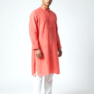 Light Red Chikankari Cotton Kurta