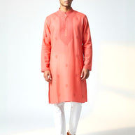 Light Red Chikankari Cotton Kurta