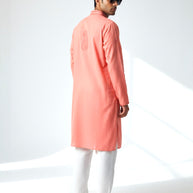 Light Red Chikankari Cotton Kurta