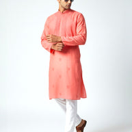 Light Red Chikankari Cotton Kurta