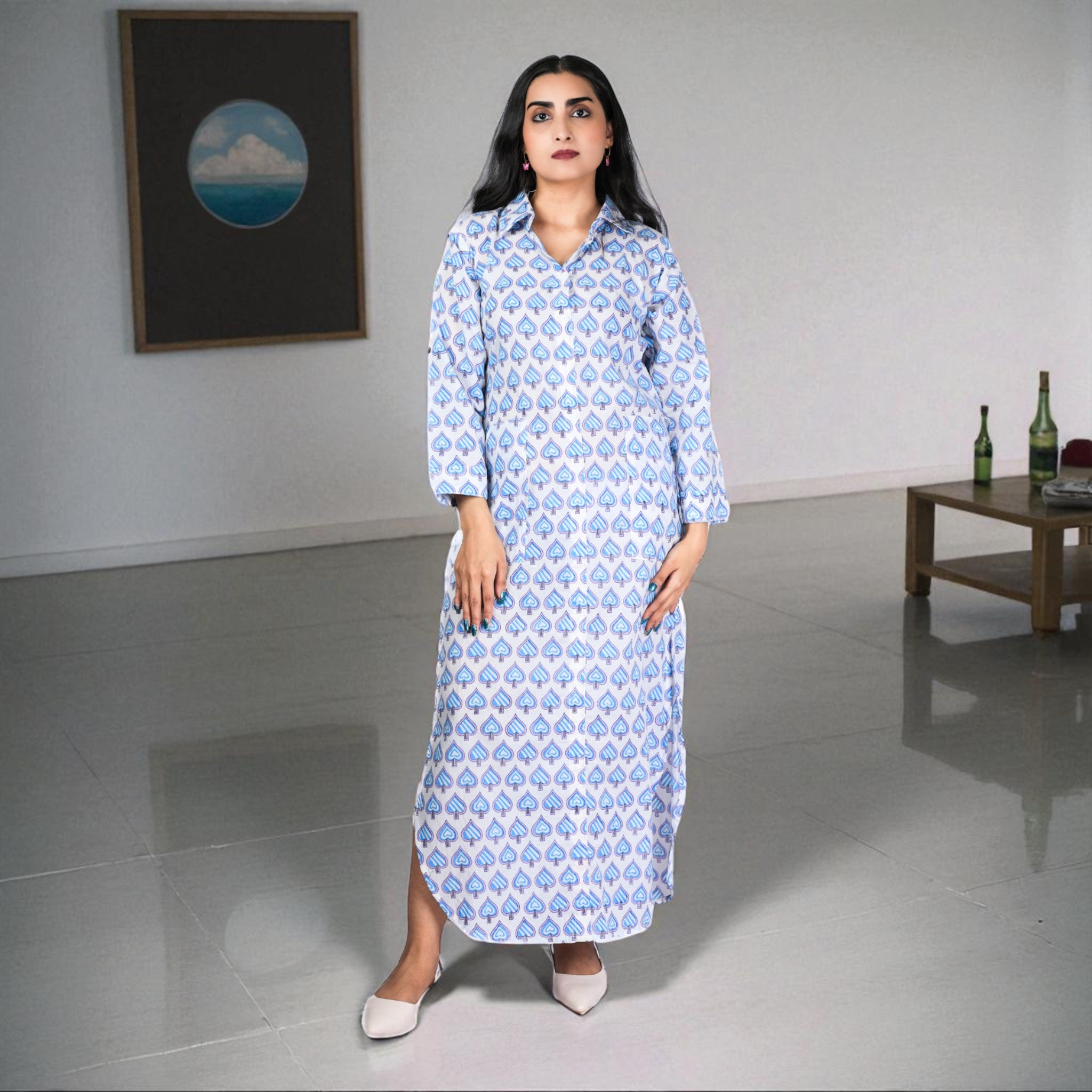 BlueLeaf Cotton Shirt Dress