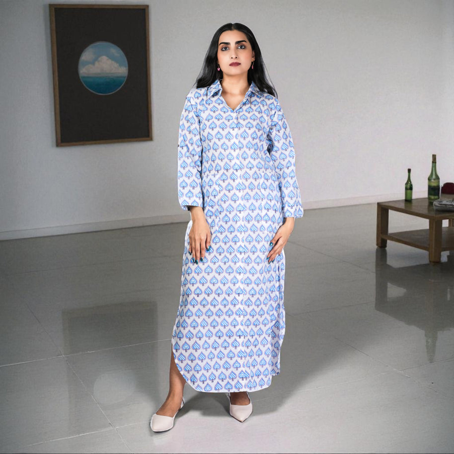 BlueLeaf Cotton Shirt Dress