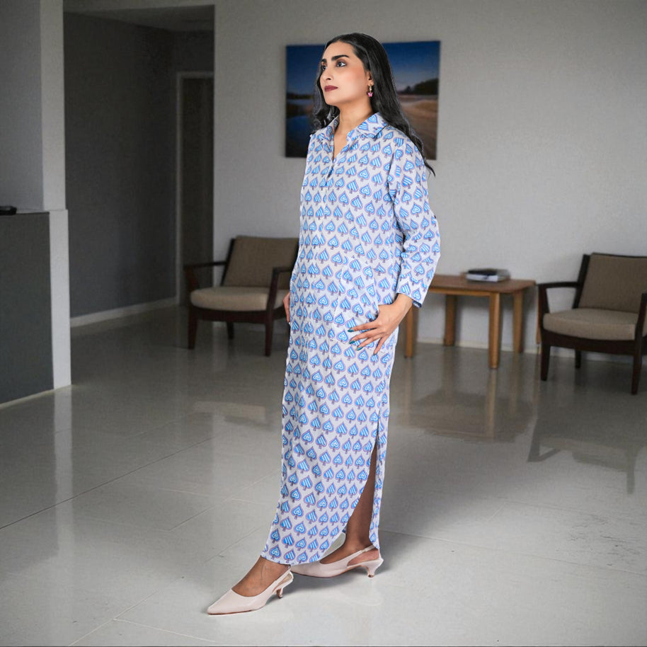 BlueLeaf Cotton Shirt Dress