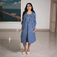 IndiDots Handblock Cotton Flared Dress