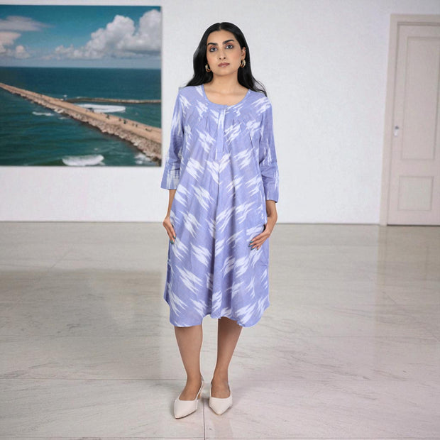 IkatBreeze Handwoven Cotton Flared Dress