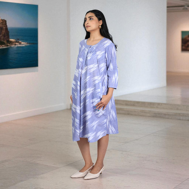 IkatBreeze Handwoven Cotton Flared Dress