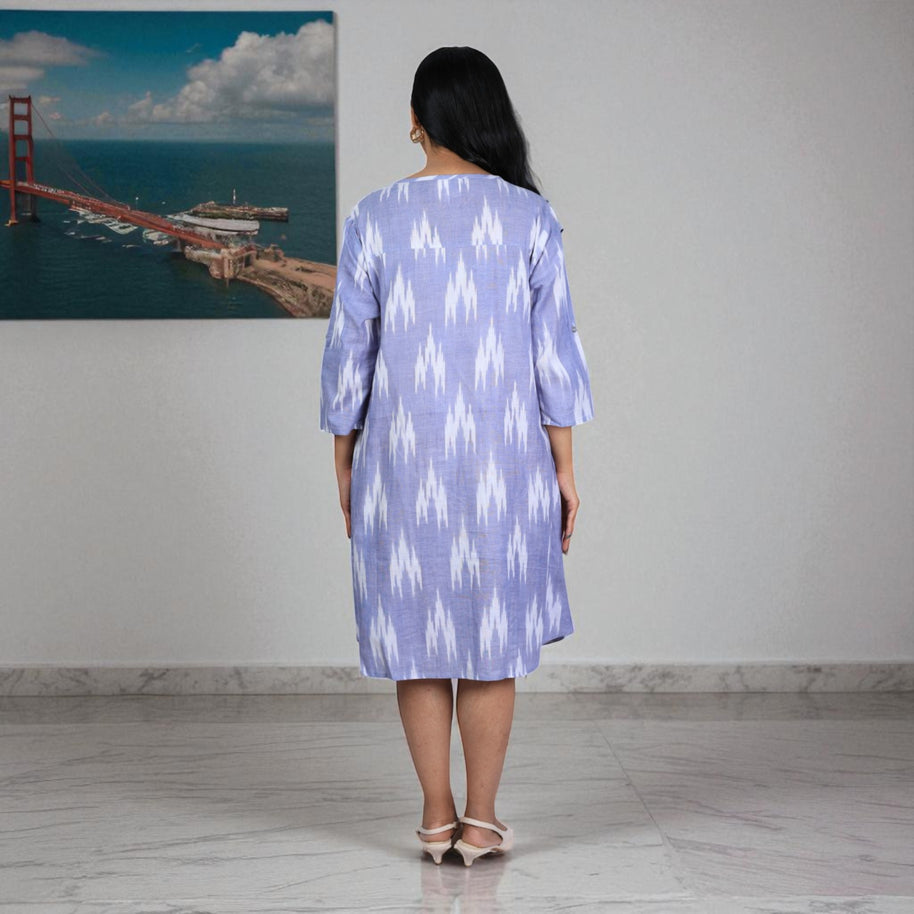 IkatBreeze Handwoven Cotton Flared Dress