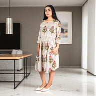 MughalFlair Handblock Cotton Gathered Dress
