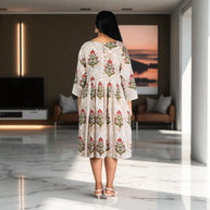 MughalFlair Handblock Cotton Gathered Dress