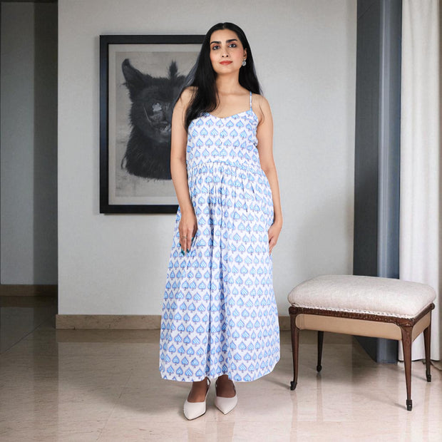 Betel Breeze Handblock Noodles Strap Cotton Dress