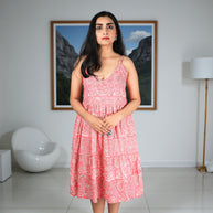 PinkPaisley Smocking Handblock Cotton Strap Dress