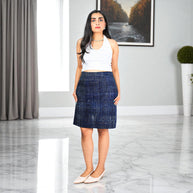 Hand Block Print Denim Pattern Skirt