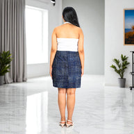 Hand Block Print Denim Pattern Skirt