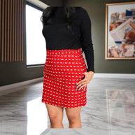 Red White Camel Hand Block Print Cotton Skirt