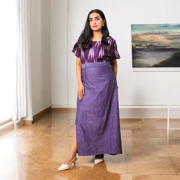 Purple Handwoven Cotton Long Skirt