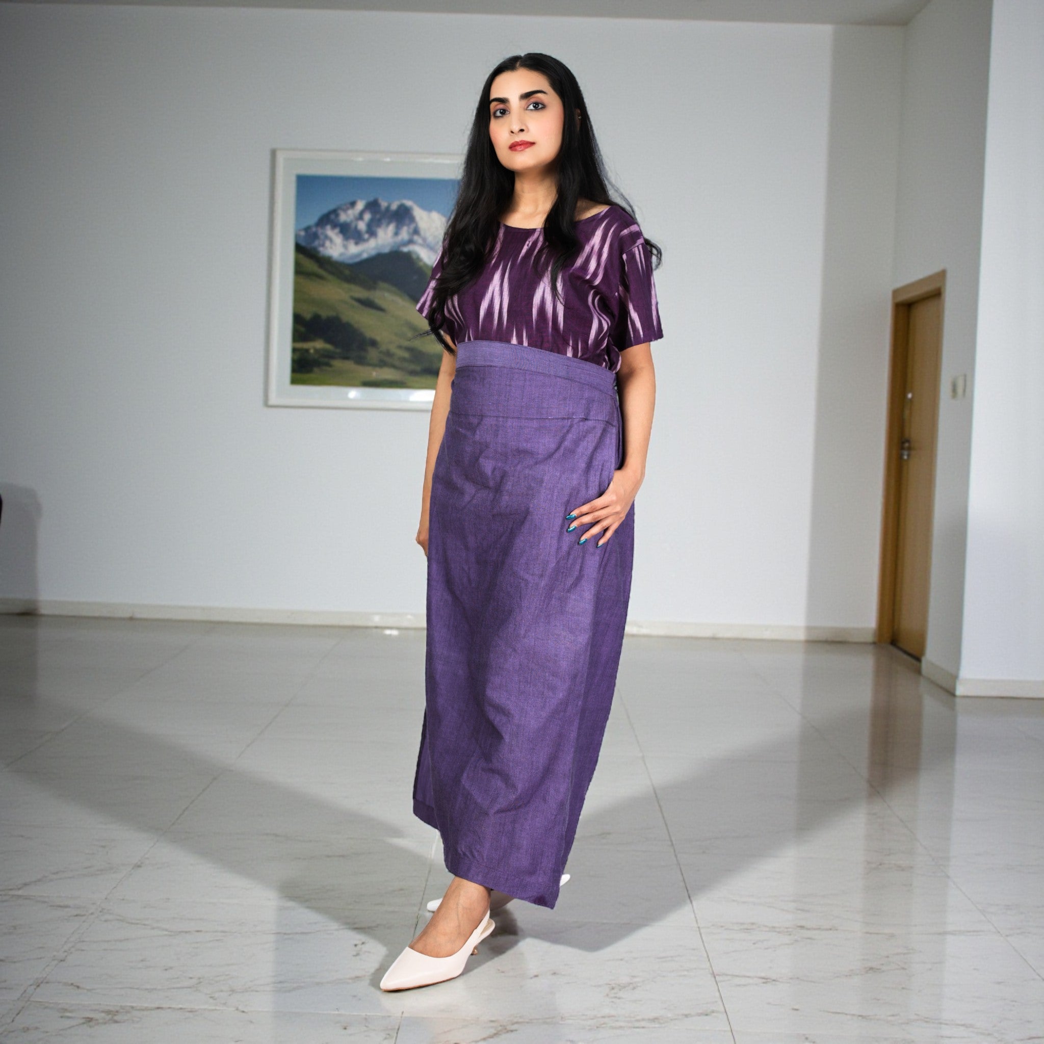 Purple Handwoven Cotton Long Skirt