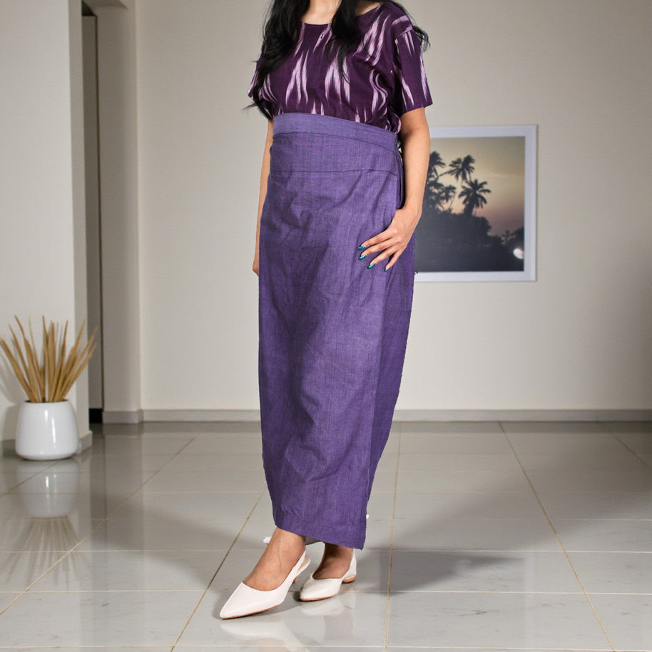 Purple Handwoven Cotton Long Skirt