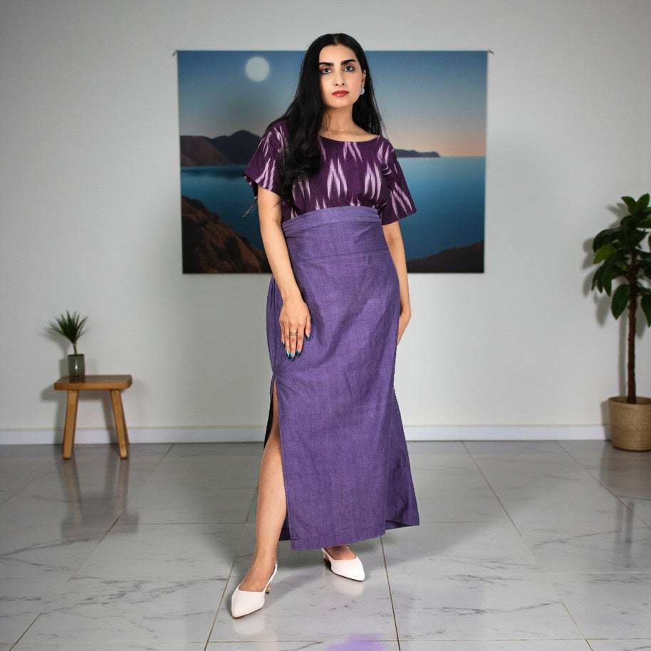 Purple Handwoven Cotton Long Skirt