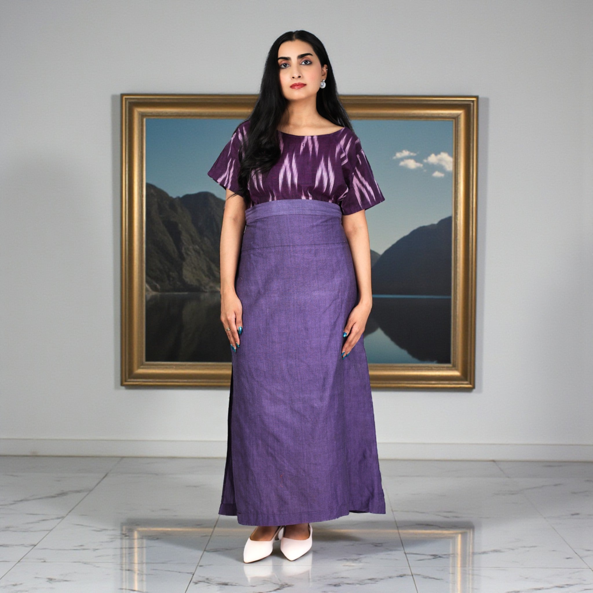 Purple Handwoven Cotton Long Skirt