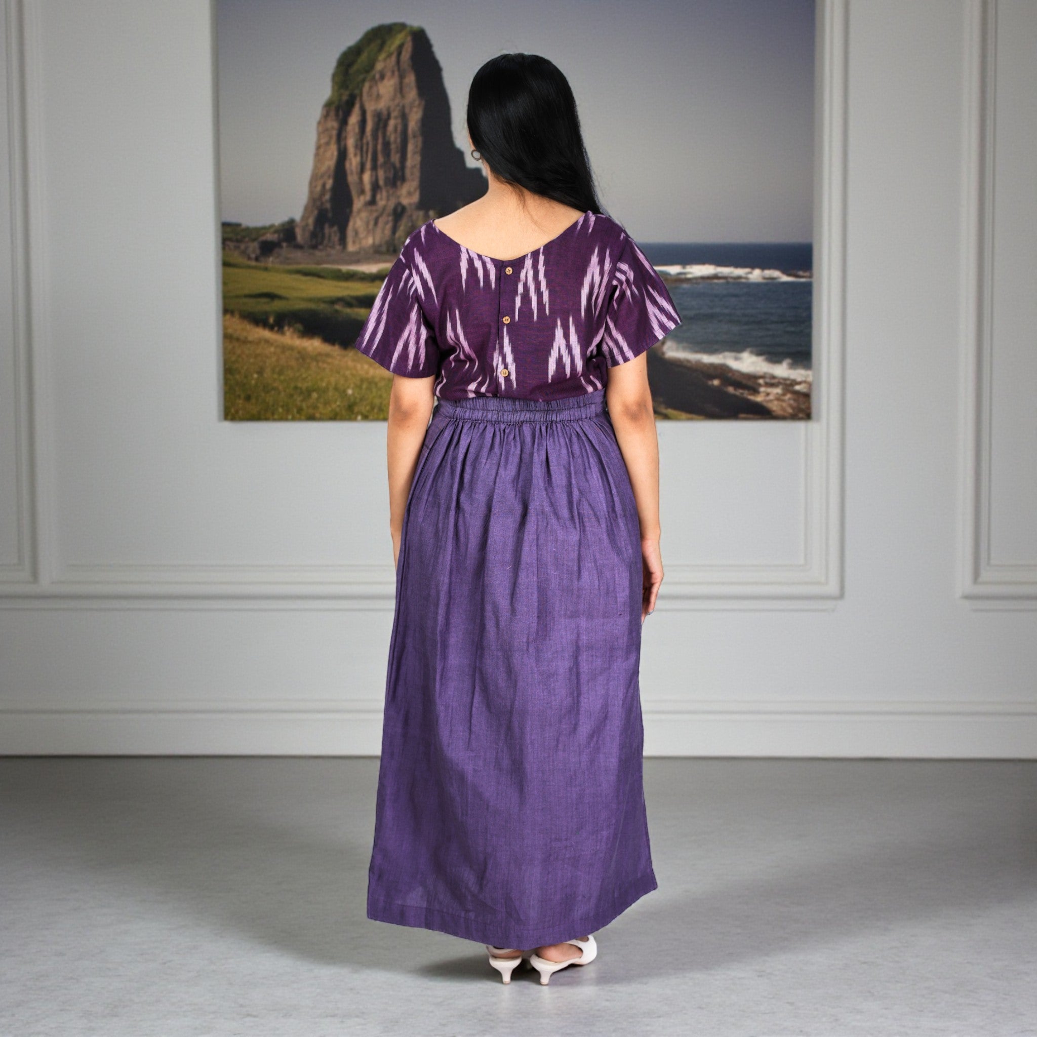 Purple Handwoven Cotton Long Skirt