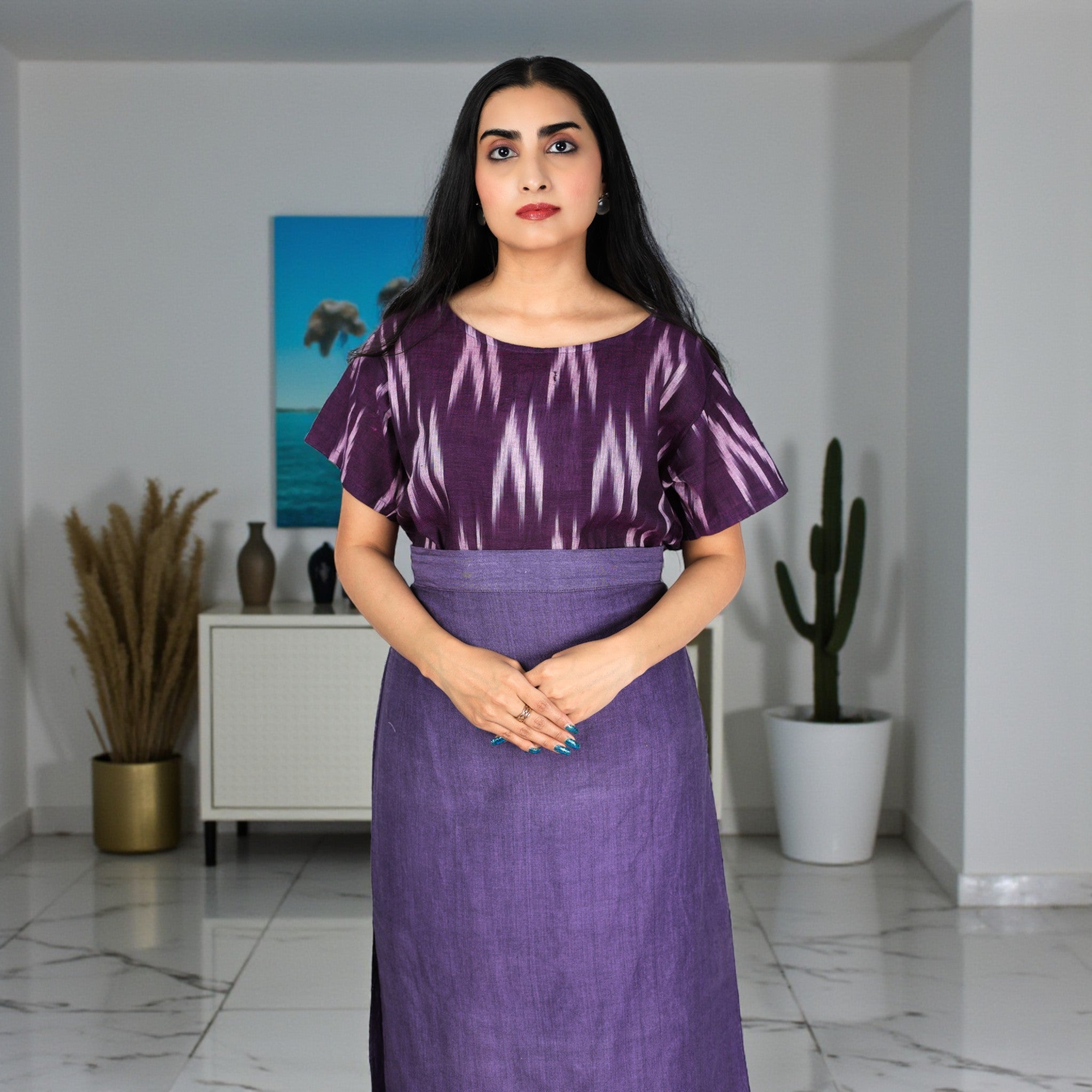 Purple Handwoven Cotton Long Skirt