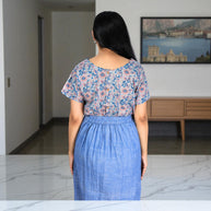 Sky Handwoven Cotton Long Skirt