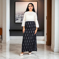 Black White Handwoven Cotton Long Skirt