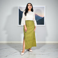 Green Handwoven Cotton Long Skirt