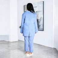 HAND BLOCK PRINT SKY BLUE STRIPE BLAZER