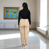Hand Block Print Cotton Warm Tan Brown Pattern Pants