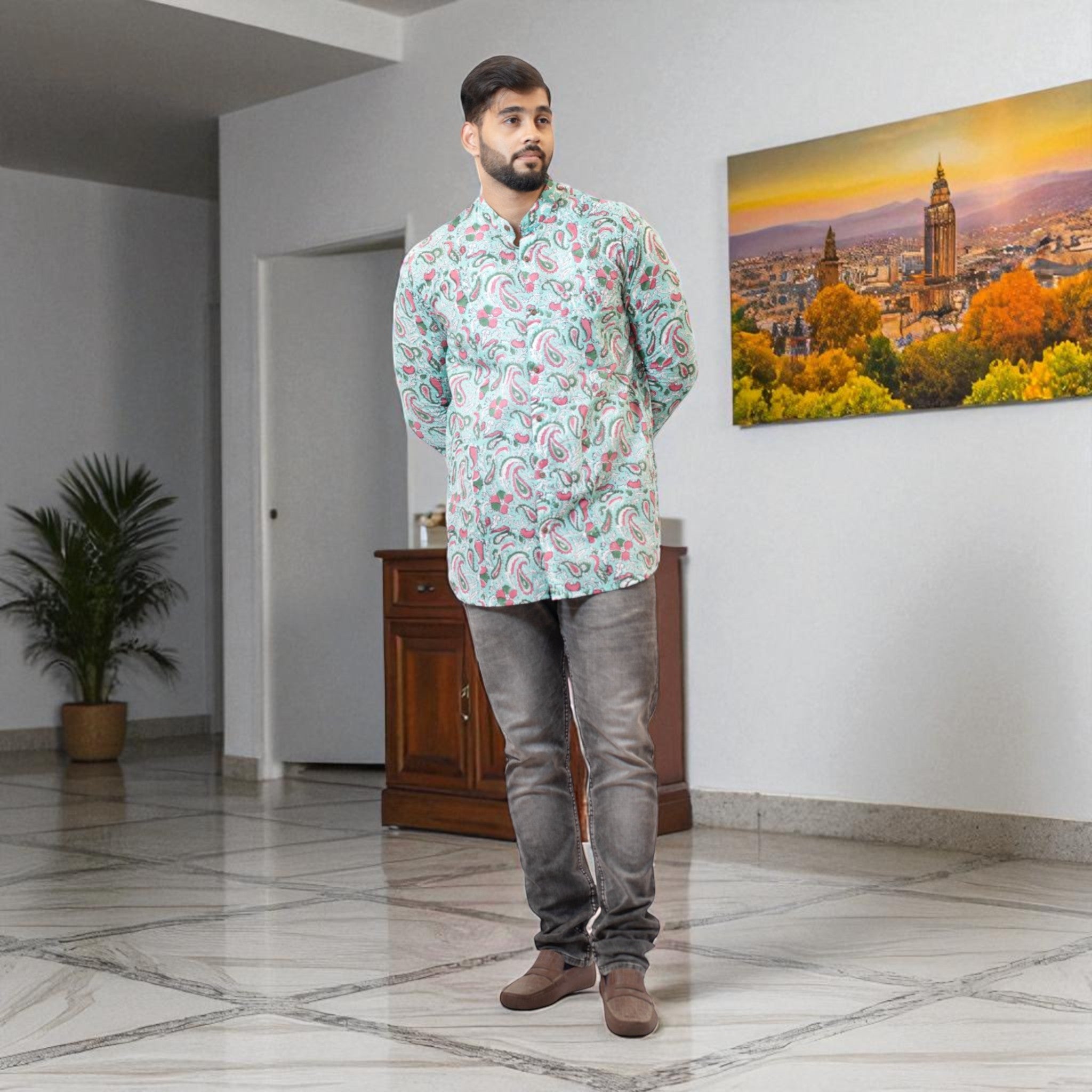 GreenMuse Handblock Cotton Short Kurta