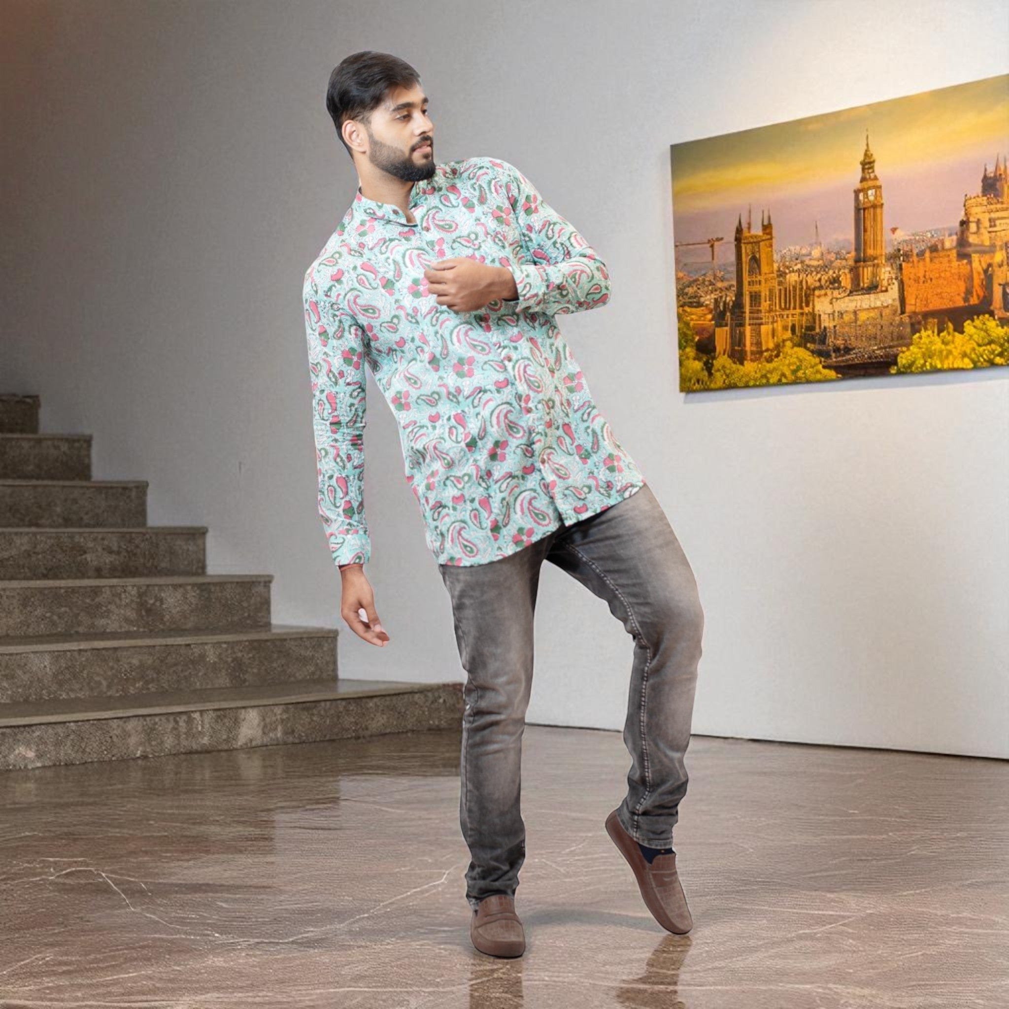 GreenMuse Handblock Cotton Short Kurta