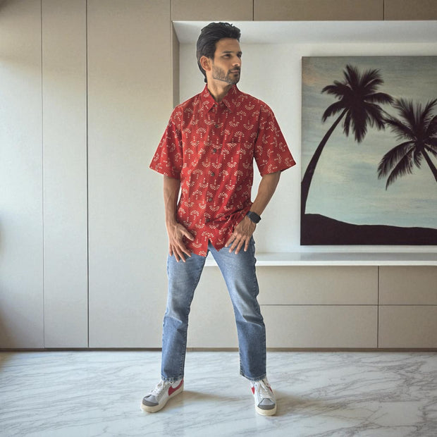 Artsy Hand Block Print Mens Shirt