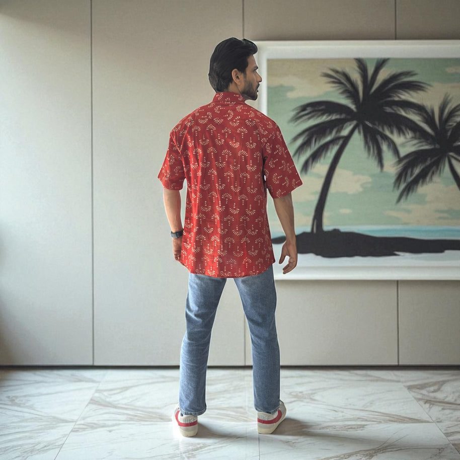 Artsy Hand Block Print Mens Shirt