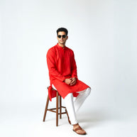 Dark Red Chikankari Cotton Kurta